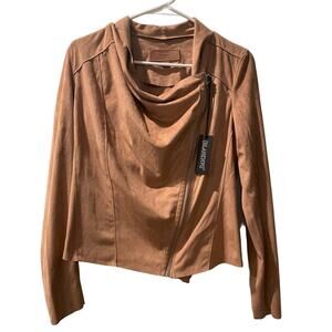 NWT Blank NYC Honeycomb Drape Front Faux Suede‎ Zip Up Jacket Womens Size Small